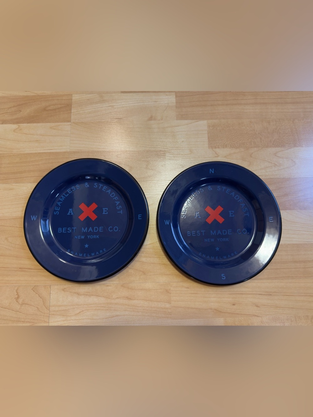 Best Made Co. Seamless & Steadfast Enamelware Plates - Navy Blue & Red